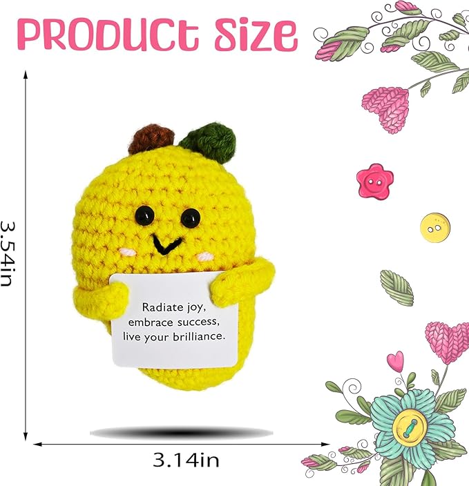 Crochet Emotional Support Mango-Handmade Mental Health Gifts for Friends,Family-Uplifting Gifts for Grandpa,Grandma Mom,Dad,Teens