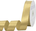Light Gold Satin Ribbon 1 inch X Continuous 50 Yards, Single Face Polyester Ribbon Perfect for Gift Wrapping, Flower Bouquet, Wedding Decor, Crafts, Bow Making, Sewing and More
