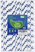 100 Counts Blue Polka Dots Paper Disposable Drinking Straws 7.75 inch, 0.24" Dia. - for Cocktail, Juice, Bar, Restaurant