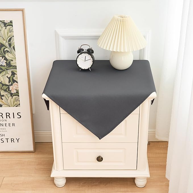 2 Pack Small Square Table Cloth 24X24 Inch Grey Washable Fabric Tablecloth Polyester Solid Table Cover for Night Stand End Table Side Table Outdoor Indoor