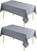 Hiasan 2 Pack Faux Linen Rectangle Tablecloth - Wrinkle and Stain Resistant Washable Table Cloth for Kitchen Dining Room Holiday Table Cover for Party Dinner, Grey, 54 x 120 Inch