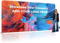 Custom Stand Backdrop with Aluminum Stand, 7.5x16.4ft Commercial Tension Fabric Banner, Single-Sided Printing for Trade Show, Weddings, Party, Business