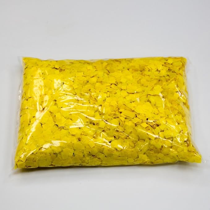Biodegradable Tissue Confetti Squares, Yellow Color – Ultimate Confetti Fluttering Tissue Paper Squares for Confeti Cannon and Launcher Use, Table Decorations, and More (20 Handfuls per Bag, 1 lb)