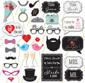 Wedding Photo Booth Props,31Pcs Set of Wedding Selfie Party Supplies&Decorations Supplies with Real Glitter Cute Wedding Backdrop and Selfie Station