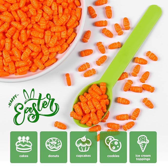 Edible Carrot Sprinkles for Cake Decorating, Carrot Cake Decorations for Easter Cupcakes, Carrot Cake, Macaron, Ice Cream Topping, Cookies(120g/4.23oz)