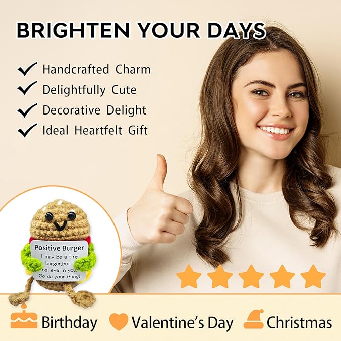 Birthday Gifts for Women Man-Emotional Cheer Support,Funny Handmade Hamburger Unique Cute Presents for Her Him Women Men Friend Coworker Family