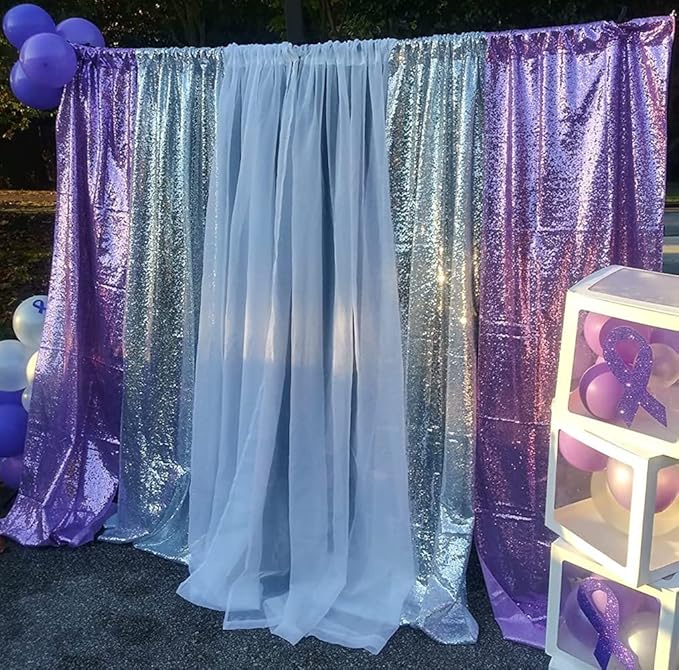 Poise3EHome Silver Sequin Backdrop Curtain, 4 PCS 3FT x 8FT Sequin Panels for Backdrop,Sequence Wedding Party Background Drapes