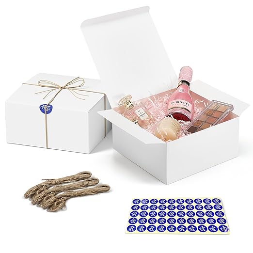 MESHA White Gift Boxes with Lids 8x8x4'' 100PC, Gift Boxes Bulk for Small Business, Bridesmaid Proposal Boxes with Lids for Engagement Wedding Favors