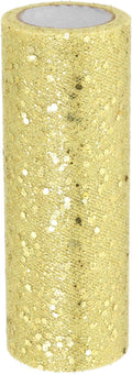 PATIKIL Tulle Fabric Rolls, 6 Inch by 10 Yards Fabric Spool Tulle Sparkling Ribbon Netting Sequin for DIY Tutu Skirts Crafts Wedding Party Decorations, Light Yellow