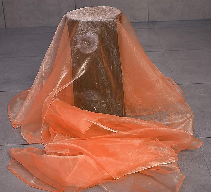 VDS Light Orange Organza Fabric, 75 Yards Continuous, 45” Wide, Wedding Party Decoration Iridescent Crystal Sheer Shiny Organza Tulle Bridal Dress DIY Crafts Costume Sewing Backdrop Arch Cloth