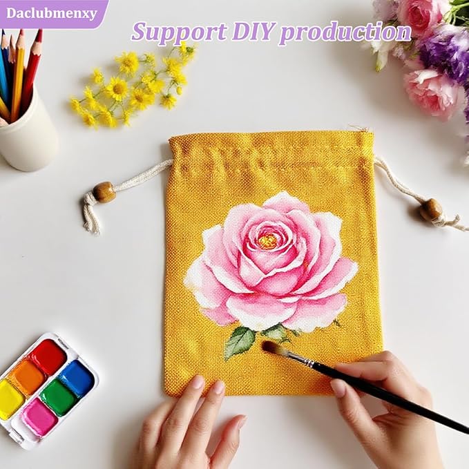 Daclubmenxy D&C 20PCS Sachet Bags Empty for Lavender, Burlap drawstring bags, Jewelry Pouches 4.5'' x 6.0'' Drawstring Gift Bags for Wedding, Christmas, Party Favor Bags (Orange, 4×6in)