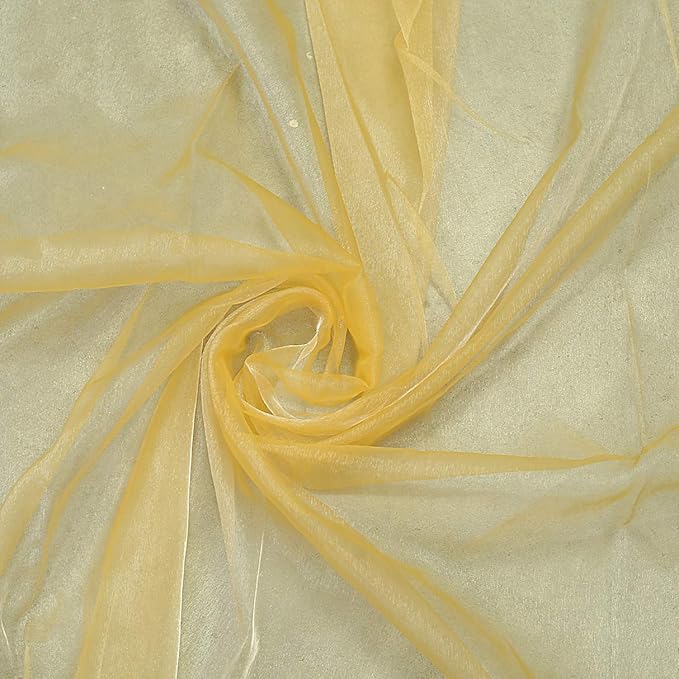 VDS Gold Organza Fabric, 100 Yards Continuous, 45” Wide, Wedding Party Decoration Iridescent Crystal Sheer Shiny Organza Tulle Bridal Dress DIY Crafts Costume Sewing Backdrop Arch Cloth