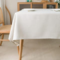 NLMUVW Linen Tablecloth Rectangle Faux Linen Textured Table Cloth Waterproof Wrinkle Resistant Farmhouse Decorative Table Cover for Kitchen Dining and Party, White, 54 x 90 Inch