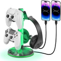 RGB Headphone Stand for Desk, Innovative Headset Stand with 9 Light Modes - Controller Holder with USB Charging and Type-c Port, Gamepad Earphone Accessories (Black)