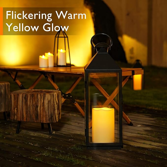 Homemory 6" x 9" Extra Large Outdoor Waterproof Candle with Auto 6-Hour Timer, No Remote, Ivory Plastic Made, Long Last for Half A Year