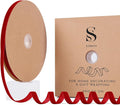 Red Christmas Velvet Ribbon for Tree, Gift Wrapping, Flower Bouquet, Wreath Decorations, Bow Making 3/8'', 25 Yards