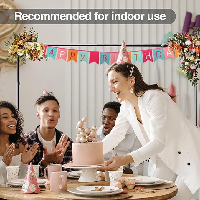 Backdrop Stand, 10x7ft(WxH) Photo Background Stand Adjustable Support Kit with 2 Crossbars, 8 Backdrop Clamps, 2 Sandbags and Carrying Bag for Parties Photography Wedding Decoration