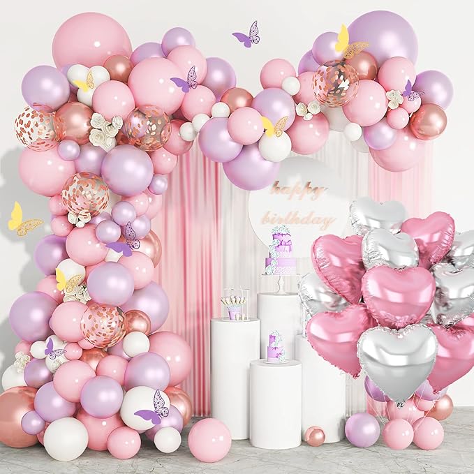 Pink Silver Heart Balloons,12Pcs 18Inch Pink Silver Heart Shaped Foil Helium Balloons for Baby Shower Birthday Anniversary Wedding Engagement Party Decorations