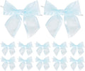AIMUDI Baby Blue Bows 4" Organza Bows Premade Twist Ties Bows for Gift Wrapping Crafts Treat Bags Baskets Cake Pop Baby Shower Birthday Wedding Decor - 12 Counts