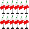 12 Pack Italy Desk Flags, Italian Desktop Flag, Small Miniature Office Flags with 12" Black Pole and Black Base, Offices, Classroom, Home, Festival Decoration (Italy)