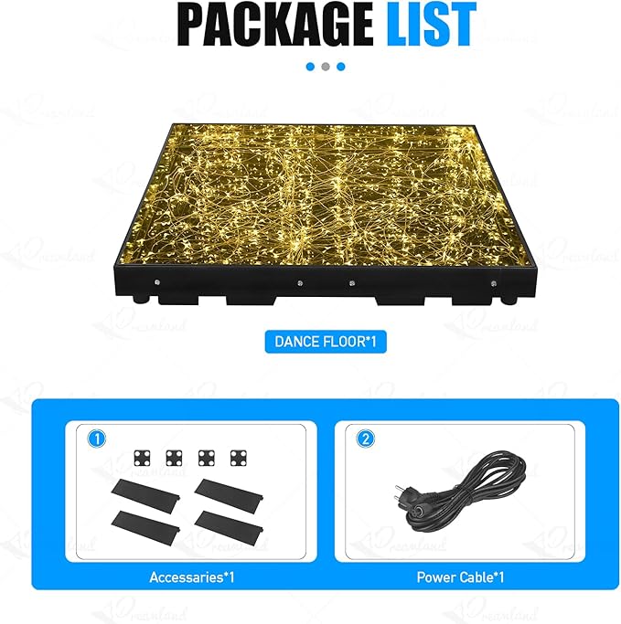 3D Mirror Gold Led Dance Floor Nightclub Decoration with Flight Case Wedding Party Dancing Floor 50x50cm Per Panel 25pcs