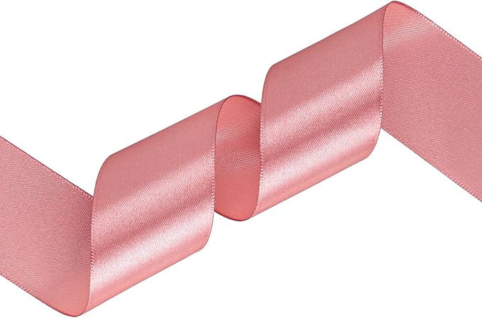 Rose Gold Satin Ribbon 1-1/2 inch X Continuous 100 Yards, Single Face Polyester Ribbon Perfect for Gift Wrapping, Flower Bouquet, Wedding Decor, Crafts, Bow Making, Sewing and More