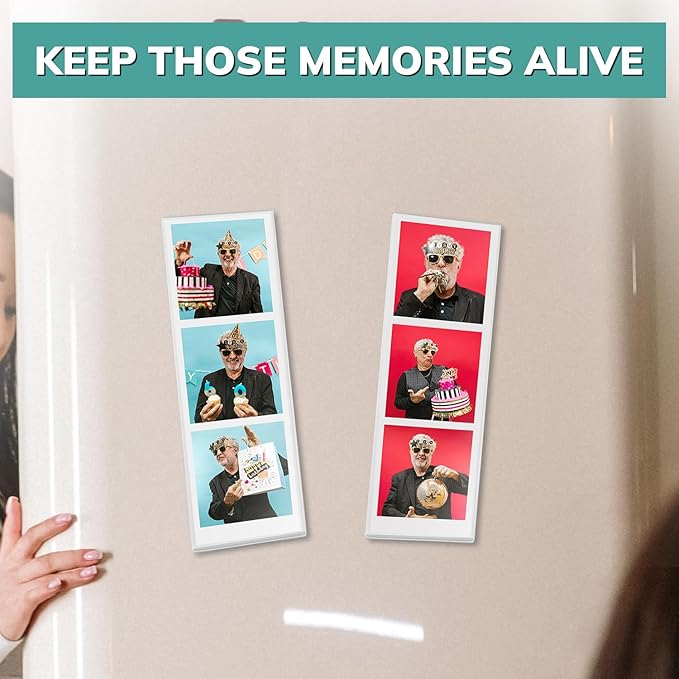 pbf PHOTO BOOTH FRAMES 2x6 Magnetic Picture Frames for Refrigerator | 2 x 6 Clear Magnetic Vinyl Frames for Photo Strips for Fridge (10-Pack)