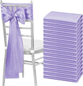 fani 60 PCS Lavender Purple Satin Chair Sashes Bows Universal Chair Cover for Wedding Reception Restaurant Event Decoration Banquet,Party,Hotel Event Decorations (7 x 108 inch)
