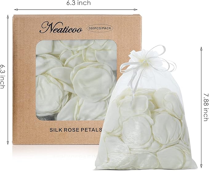 Artificial Ivory White Rose Petals 300pcs Reusable Silk Rose Petals Separated Flower Petals for Wedding Flower Girl Basket Anniversary Party Dinner Table Decoration