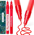 ARTISTRO Red Permanent Marker - Set of 2 Black Paint Pen, Oil Based Paint Markers Extra-Fine Tip 0.7mm, Waterproof Quick Dry Black Marker for Rock Painting, Ceramic, Glass, Wood, Tire, Fabric & More