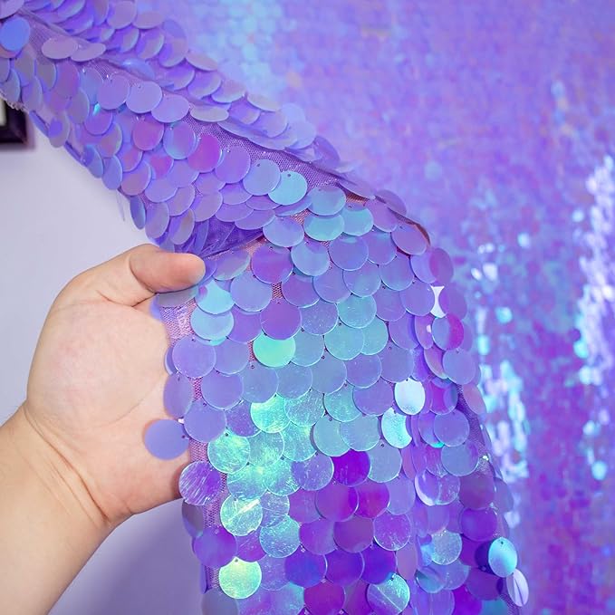 JYFLZQ Lavender Payette Sequin Backdrop Curtains 8ft x 8ft Glitter Shimmer Purple Sequin Background Photo Booth Backdrops for Girls Birthday Parties