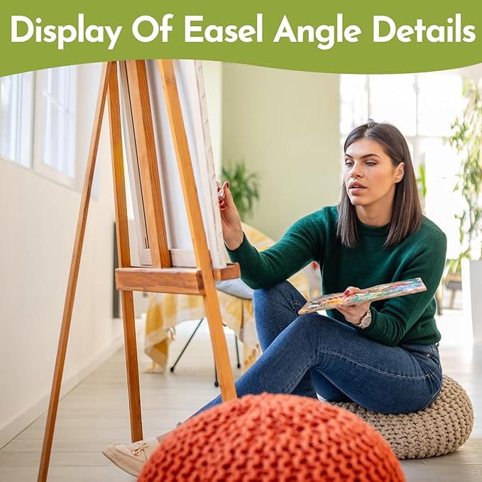 Heavy Duty A-Frame Wood Easel Stand - Adjustable Studio Easel Holds Large Canvas, Mirror, Wedding Sign Up to 90 Inches, Floor Display Easel for Artists & Events, Natural Beechwood