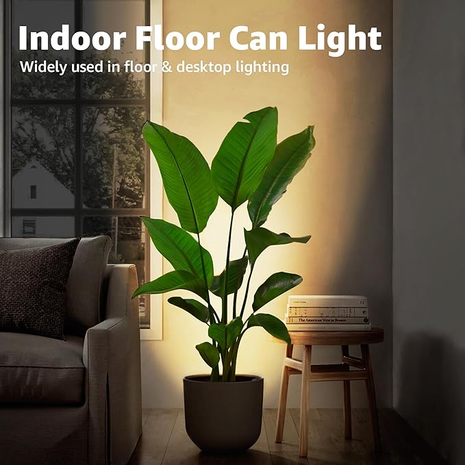 SUNVIE 4 Pack Up Lights Indoor Floor Can Light 5W Uplighting Uplights Indoor with 2700K GU10 Bulbs, Uplight for Home Plant Floor Spotlight with 5.9 FT UL Listed Plug Cord &Foot Switch