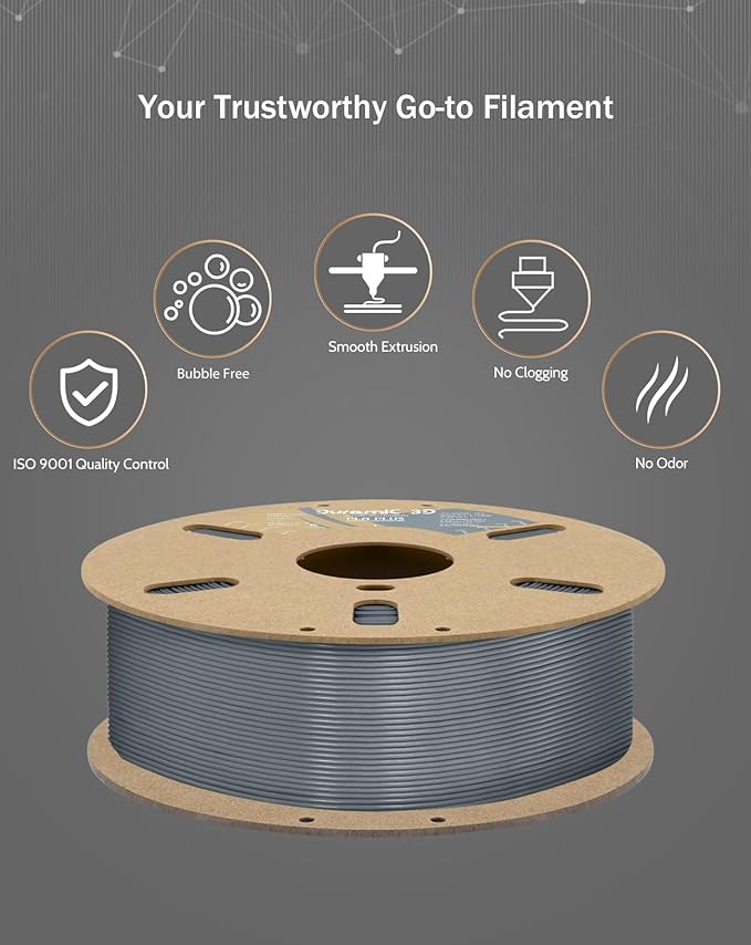 DURAMIC 3D PLA+ Filament 1.75mm 2Kg Black + Grey, PLA Plus 3D Printer Filament 2 Pack 1kg Spool(2.2lbs) PLA Pro Tougher and Stronger, Dimensional Accuracy Probability +/- 0.02mm