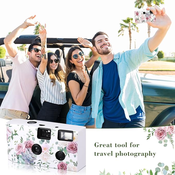 Zhengmy 4 Pack Disposable Camera for Wedding,34mm Single Use Camera with Flash One Time for Gathering Wedding Anniversary Travel Party Supply(Vibrant Style, Color Film)