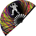GloFX Rave Fan - Spaced Out Astronaut - Large Folding Fan - Music Festival Essential, EDM Rave Accessories, Folding Hand Fan, Clack Fan