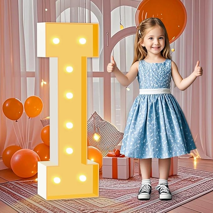 3ft Light Up Letters I, White Marquee Letters Frame for Boys Girls Birthday Party, Large Letter for Engagement Decorations Anniversary Decor, DIY Pre-Cut Thick Foam Board Letter Kit