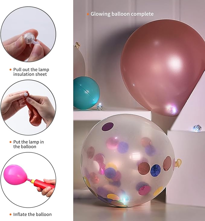 Aogist 100pcs Pink Balloon Lights,Long Standby Time Waterproof Mini Light,Battery Powered,Round LED Ball Lamp for Latex Balloon Paper Lantern Party Wedding Festival Christmas Halloween Decorative