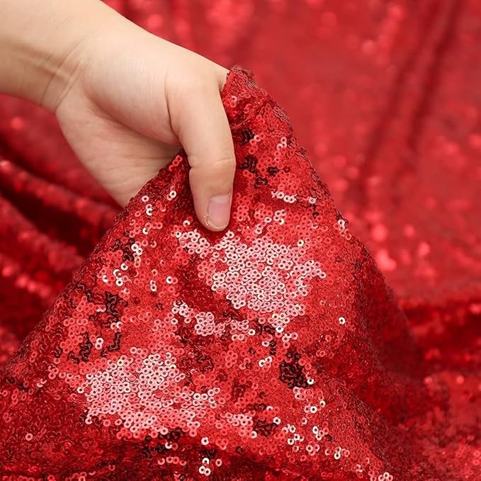 Eternal Beauty Red Sequin Backdrop Curtains, Valentine's Day Shimmer Back Drop 2Panels-2FTx8FT for Christmas, Party, Birthday, Photography, Wedding, Baby Shower Event Decoration