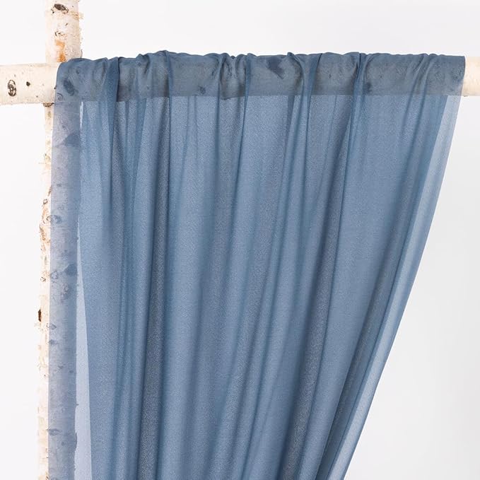 MLMW Wedding Arch Draping Fabric 1 Panel 29" x 20Ft Dusty Blue Sheer Wedding Arch Backdrop Drapes Outdoor Curtain for Ceremony Party Background Ceiling Decor