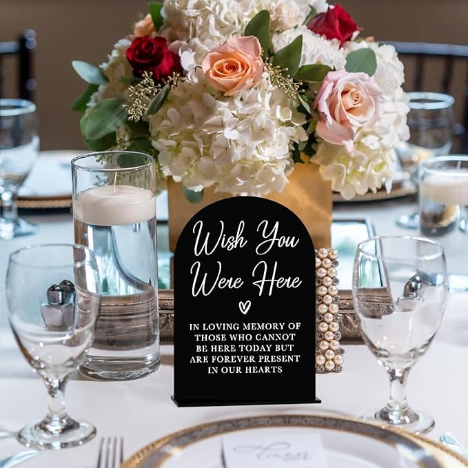 Acrylic Wedding Sign Wedding Signs for Ceremony Wish You Were Here Sign for Wedding Modern Calligraphy Arch Acrylic Table Top Sign for Wedding Reception and Event Party Table(black）