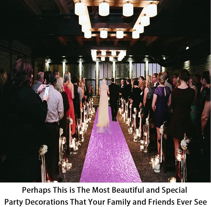 ShinyBeauty Lavender Carpet Runner for Party 2x15Ft Sequin Aisle Runners for Weddings Sparkly Floor Carpet Rug for Outdoor Indoor Ceremonies Decor