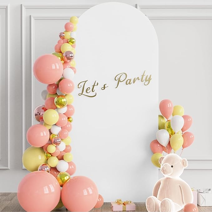 Wokceer 6 FT Wedding Arch Backdrop Stand and White Arch Cover Metal Arch Stand with Arch Stand Cover for Birthday Party Wedding Ceremony Bridal Baby Shower Event Decor, DoorCover 0.8M-White-K