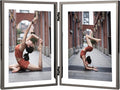 5x7'' Metal Black Double Floating Frame For Photo Sizes 2x3'', 3.5x 5'',For Tabletop/Shelf Photo Frame, Classy Gift for Wedding, Christmas,Birthady,Home or Office Decor.