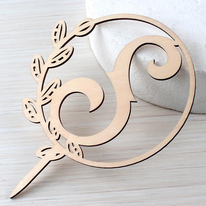 LINGTEER Personalized Inital Letter S Wooden Cake Topper Perfect for Birthday Rustic Wedding Anniversary Party Keepsake Decoration