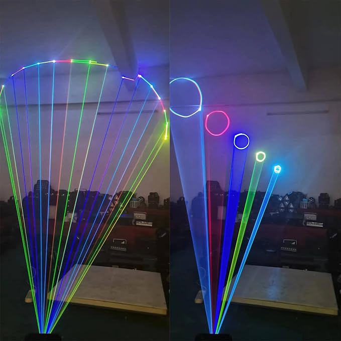 JUNMAN 2W 2000mw RGB Full Color Animation Stage Effect Light DJ Disco Stage Beam Lights for Party Wedding Event Lighting Show
