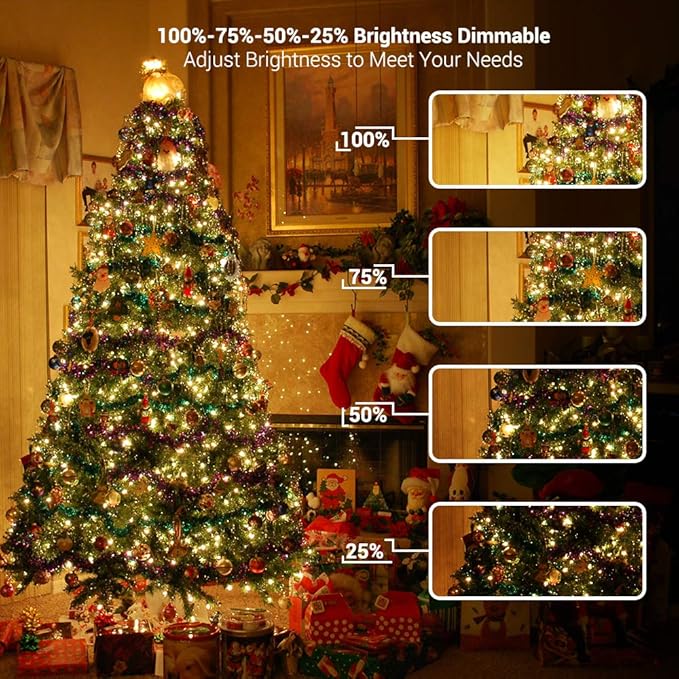 BrizLabs Christmas Lights, 180ft 500 LED Color Changing String Lights, 11 Modes Warm White & Multicolor Christmas Tree Lights with Remote, Dimmable Christmas Lights String Clear Wire for Xmas Decor