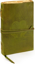 LUXEORIA Heart Journal for Women and Men, Handcrafted Leather Journal for Writing Womens, Sketchbook, Travel Diary with Unlined Deckle Paper, Mint Green 8x13
