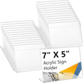 Vicenpal 100 Pcs 7x5 Inch Clear Acrylic Sign Holder Plastic L-shape Vertical Menu Stand, Picture Photo Frames, Table Paper Holder, Flyer Sign Display Stand for Restaurants, Store, Office, Wedding