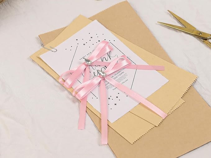 Rose Pink Satin Ribbon 1/4 inch X Continuous 100 Yards, Single Face Polyester Ribbon Perfect for Gift Wrapping, Flower Bouquet, Wedding Decor, Crafts, Bow Making, Sewing and More